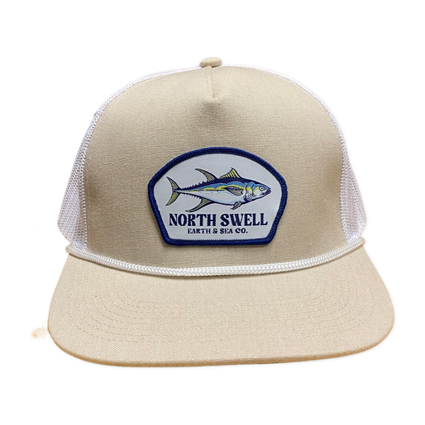 Tan Trucker Rope Hat with Tuna Patch