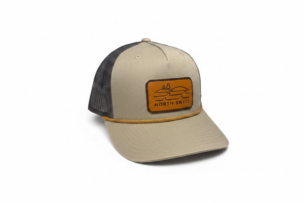 Olive North Swell Leather Patch Trucker Hat