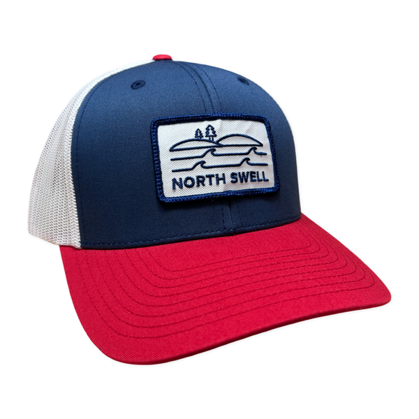 Red White and Blue North Swell Patch Trucker Hat