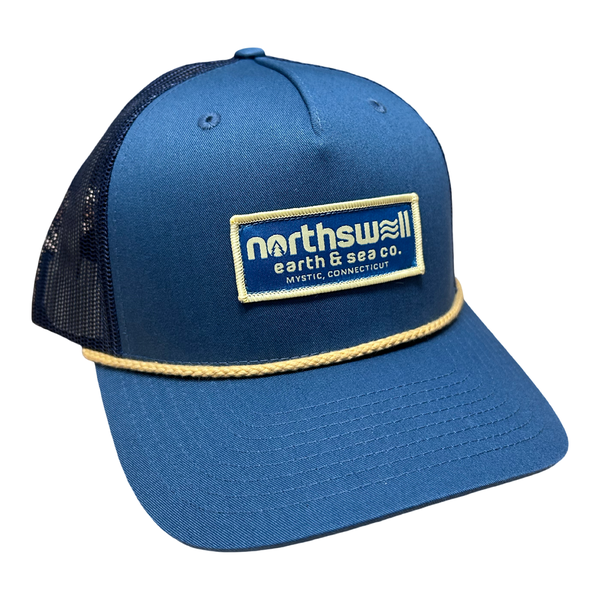 Blue North Swell Logo Trucker Hat w Gold Rope