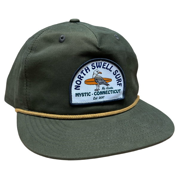 Olive Surfing Bird Patch Grandpa Hat