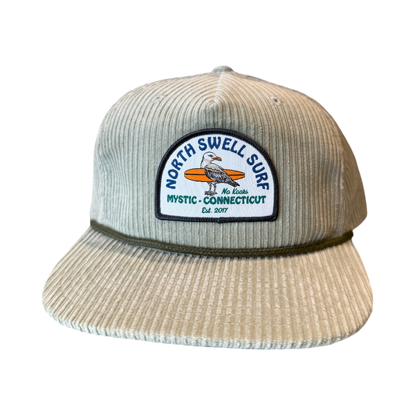 Green Corduroy Surfing Bird Patch