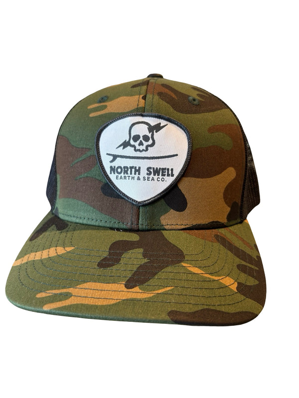 Camo Surf Skull Patch Trucker Hat