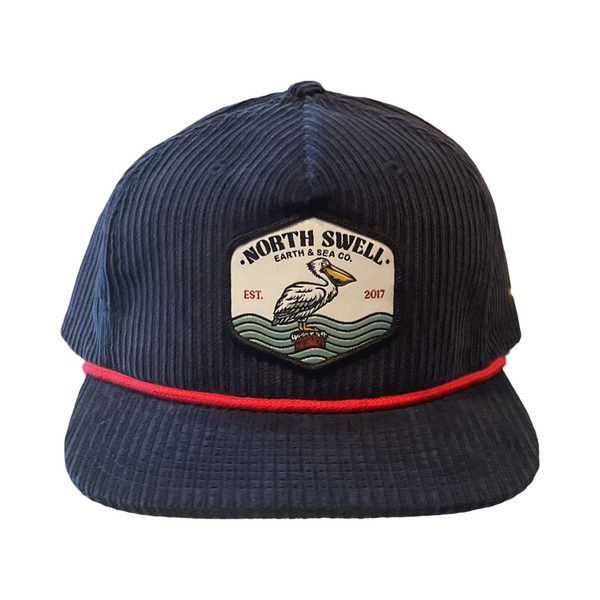 Navy Corduroy Bird Patch Hat