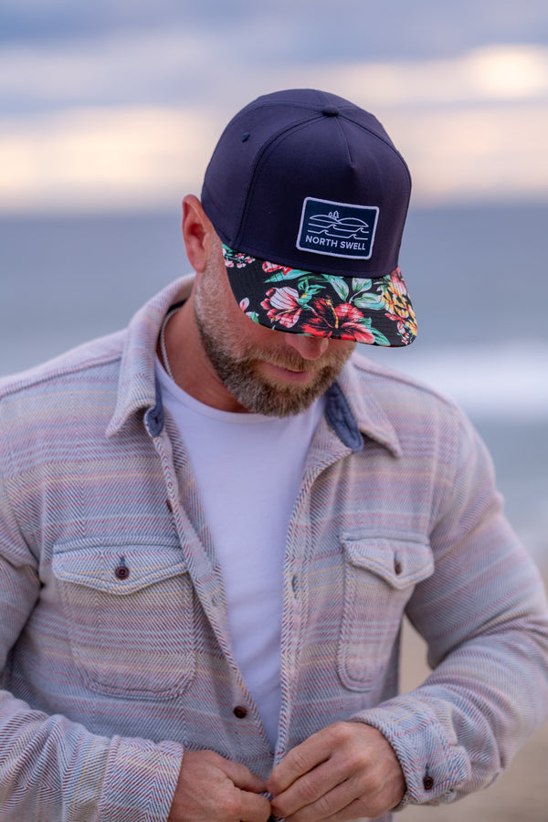Northswell Pukka Hat Navy with Floral Brim